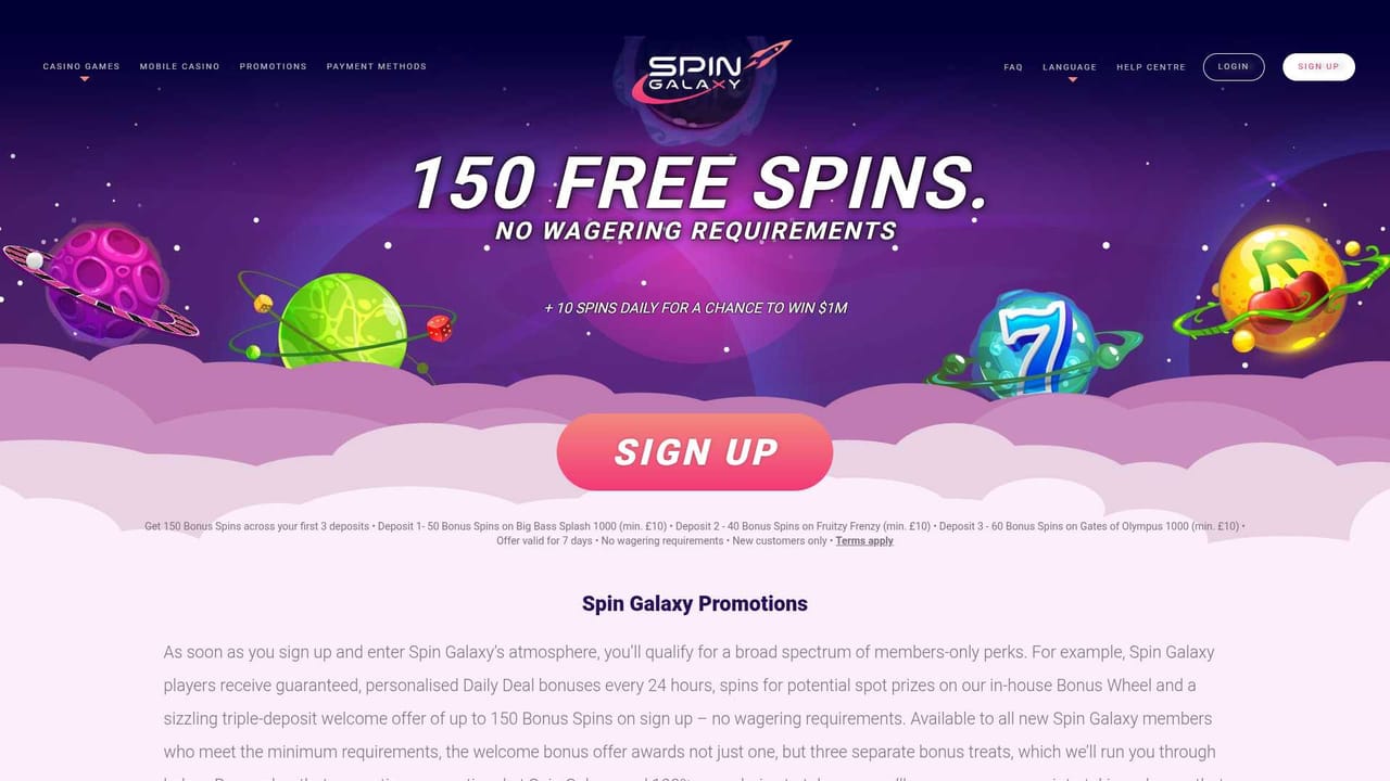 Spin Galaxy: promotions page